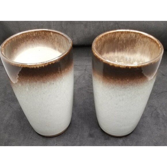 Vintage Peter Potts pinched tumbler pair one beautiful one with damage. - Picture 2 of 10